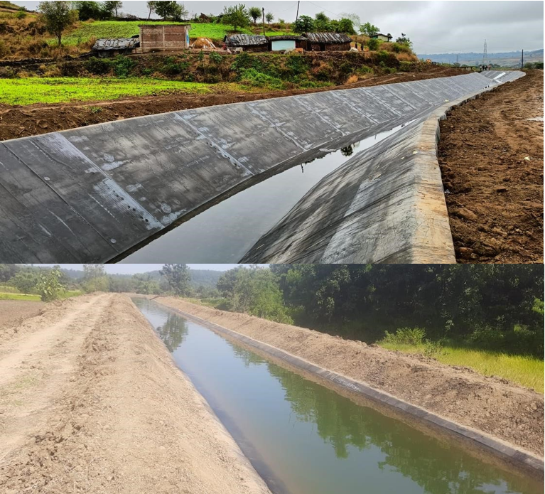 BGM lined Canal with water flowing condition